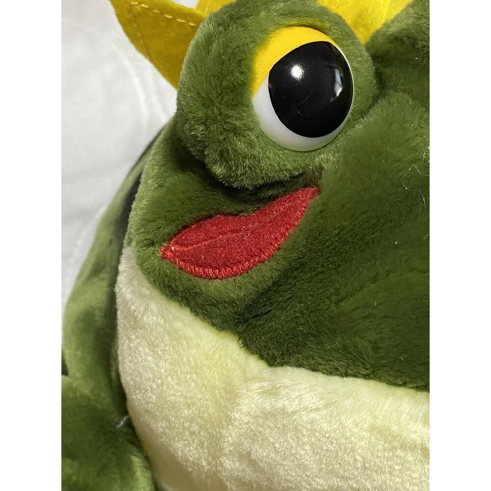 Prince Frog 14” Plush Stuffed Animal handmade A & A Plush With Red Kiss
